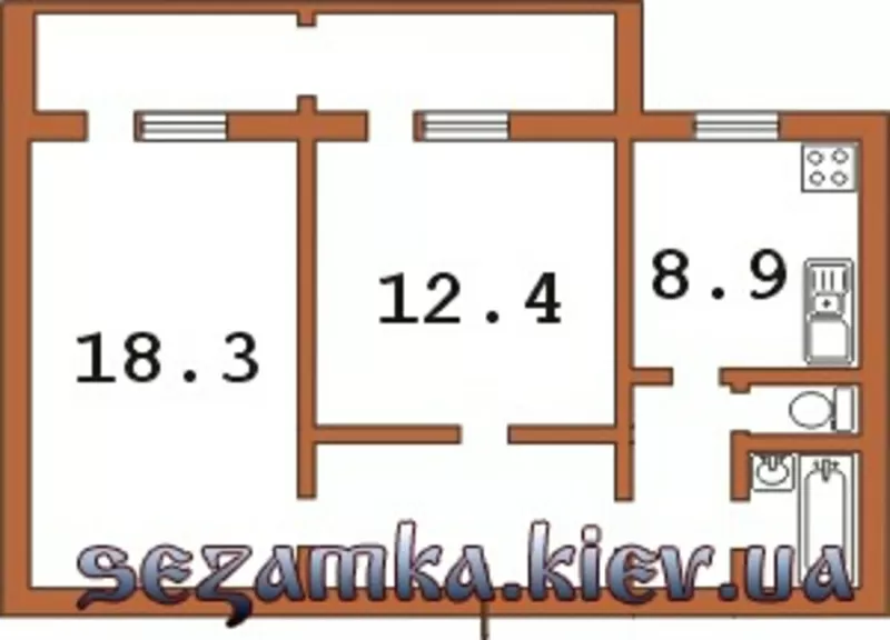 2-х комнатная квартира Теремки 1,  до метро 1 мин. хороший ремонт 