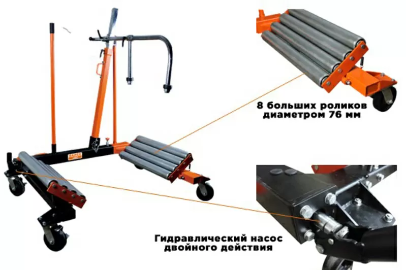 Гидравлическая тележка  Bh8ac3-1500 для грузовых колес Ø1-2, 4м, г/п1.5т 3