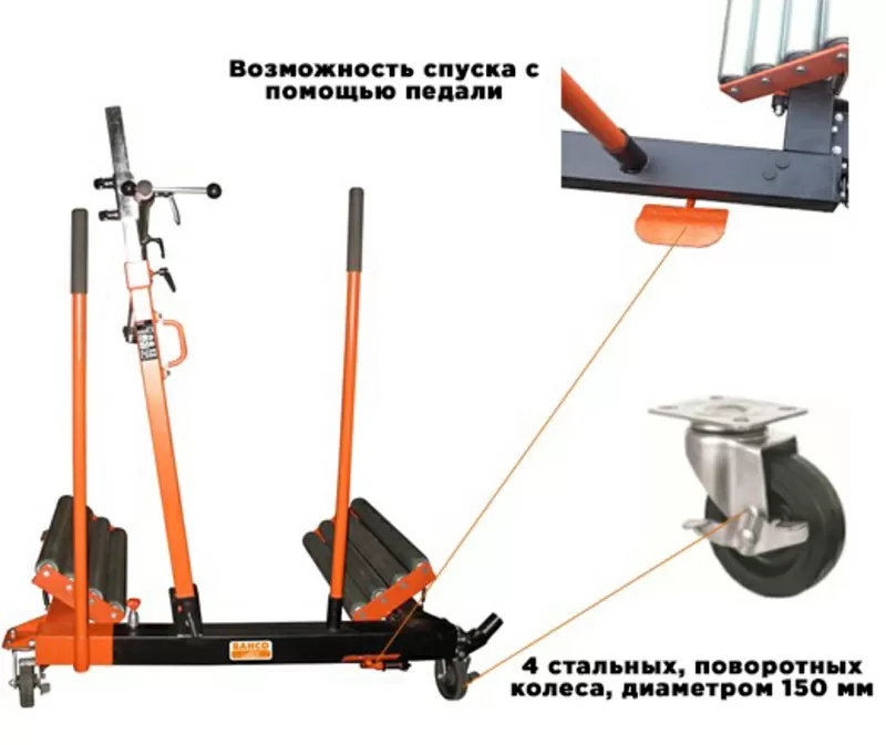 Гидравлическая тележка  Bh8ac3-1500 для грузовых колес Ø1-2, 4м, г/п1.5т 4