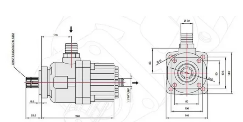 Поршневой насос 105 л/мин (Bi-rotational) P-Type (9 поршней) Hipomak 2