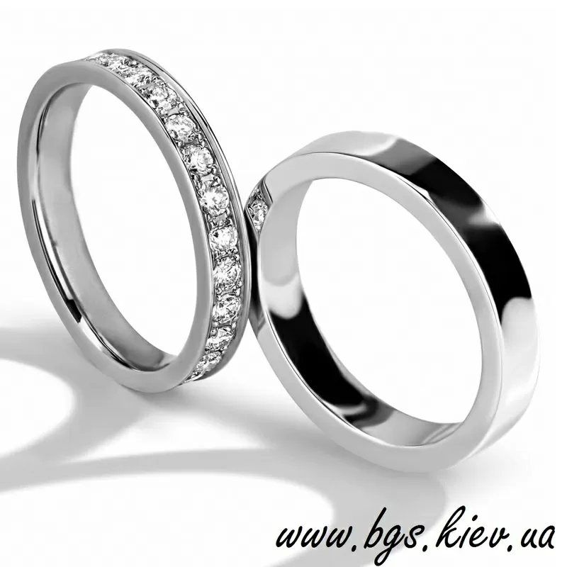 Обручальные кольца из белого золота с бриллиантами 5
