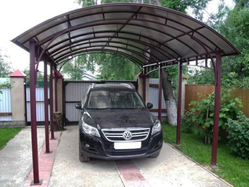 Навес над входом из поликарбоната или металла,  навес над машиной 2