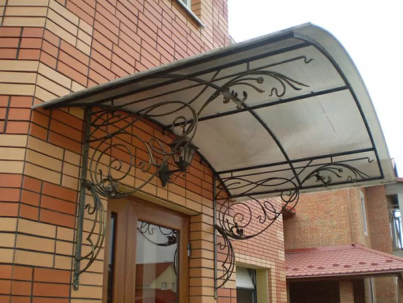 Навес над входом из поликарбоната или металла,  навес над машиной 3