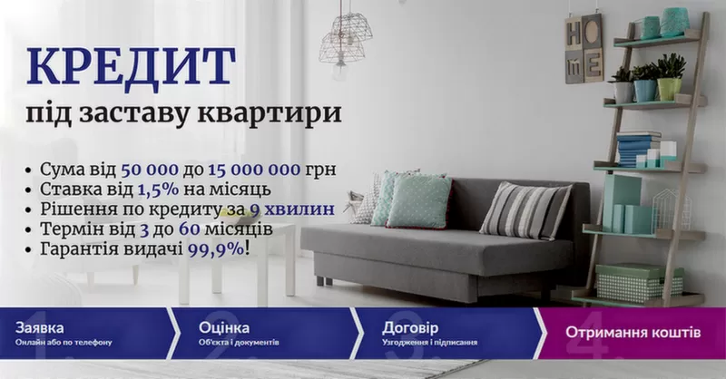 Кредит у день звернення під заставу нерухомості Київ.