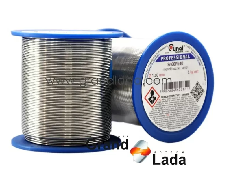 Припій Cynel без флюсу (дріт),  марка Sn60Pb40,  діаметр: 1, 0 мм
