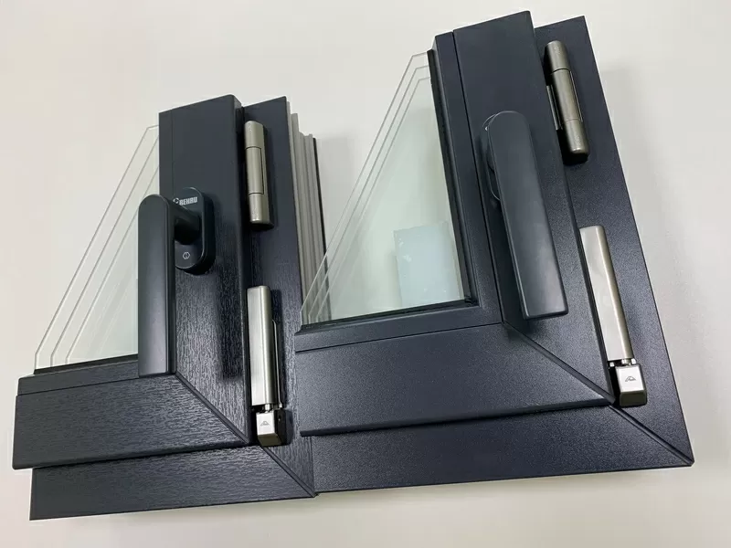 Ексклюзивна віконна протизламн ручка Рехау Rehau темно-сіра