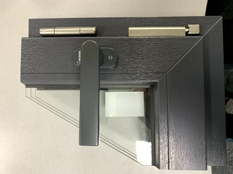 Ексклюзивна віконна протизламн ручка Рехау Rehau темно-сіра 2