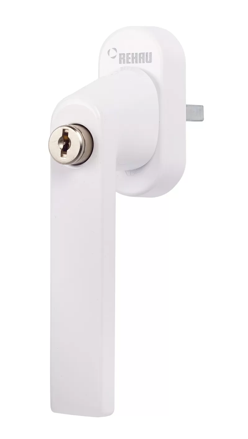 Оконная ручка Рехау Rehau с замком и ключом белая 2