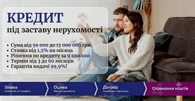 Гроші під заставу нерухомості від приватного інвестора у Києві та обла