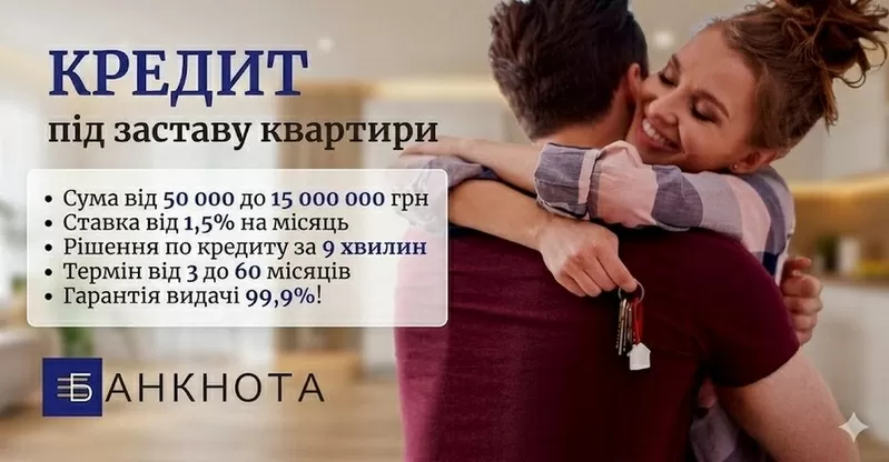 Кредит під заставу нерухомості в день звернення у Києві.