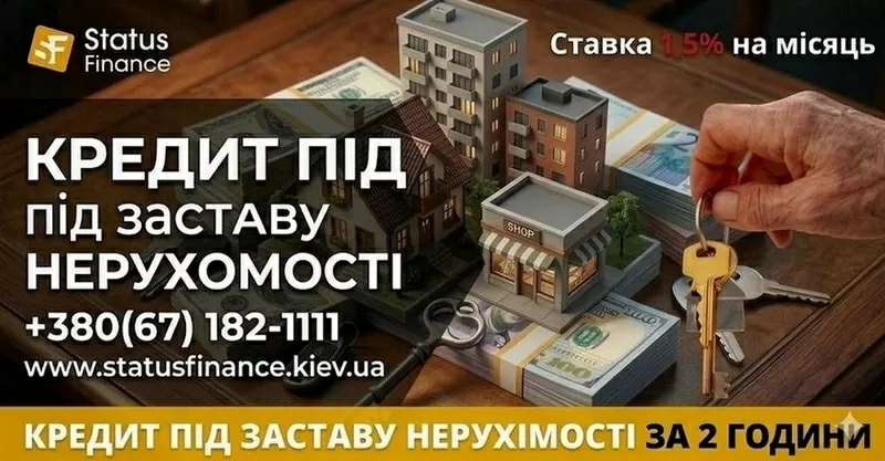 Фінансування під заставу квартири, будинку чи земельної ділянки Київ.