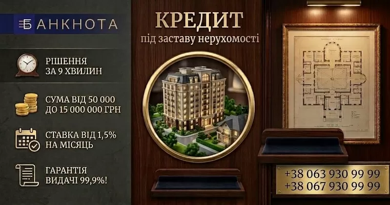 Кредит під заставу квартири з поганою кредитною історією у Києві.