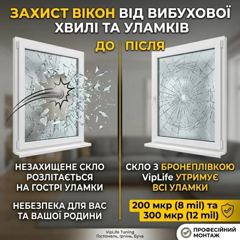 Бронеплівка на вікна від вибухової хвилі: Ірпінь, Буча 3