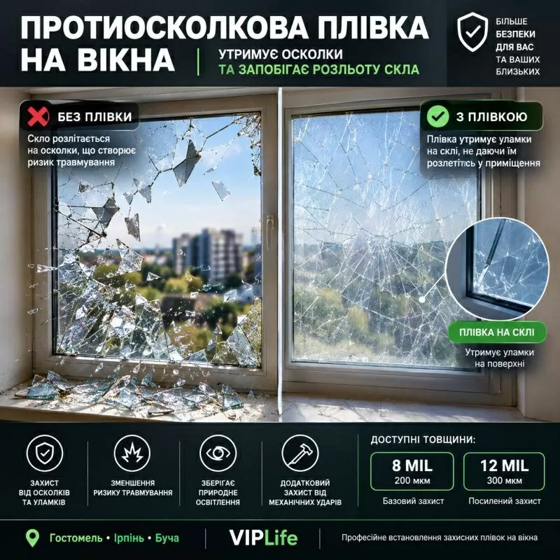 Бронеплівка на вікна від вибухової хвилі: Ірпінь, Буча 6