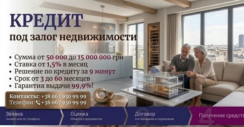 Кредит под залог недвижимости в Киеве — деньги под залог квартиры или 